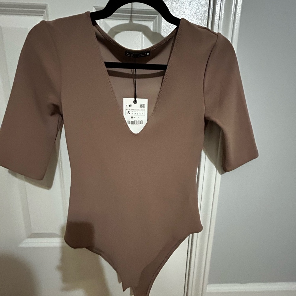 Zara Women's Tan Bodysuit Top